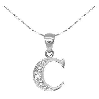 Jewelco London 9ct White Gold Pave Set Round H I2 0.02ct Diamond Identity Dainty Initial ID Char