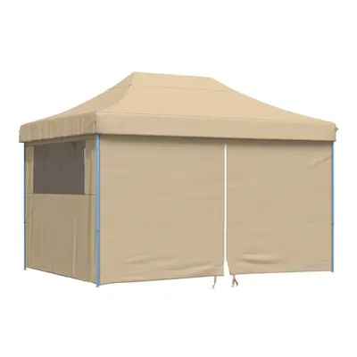 (beige, with sidewalls) vidaXL Foldable Party Tent Pop-Up with Sidewalls Patio Gazebo Canopy She