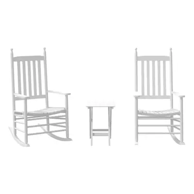 vidaXL Rocking Chairs 2pcs with Foldable Table Chair White Solid Wood Poplar