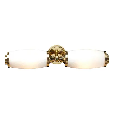 IP44 Wall Light x Enc Glass Shades on a Bar Polished Brass LED G9 3.5W