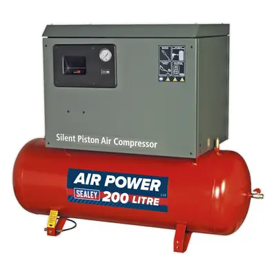 200 Litre Low Noise Belt Drive Air Compressor - Single Phase 3hp Electric Motor