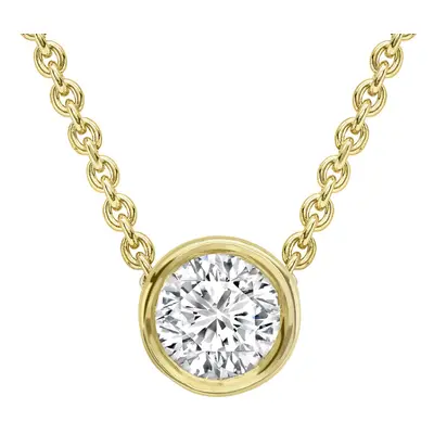 Jewelco London 18ct Yellow Gold Diamond Donut Bezel Slider Solitaire Necklace 0.9mm 18" 45cm 8pt