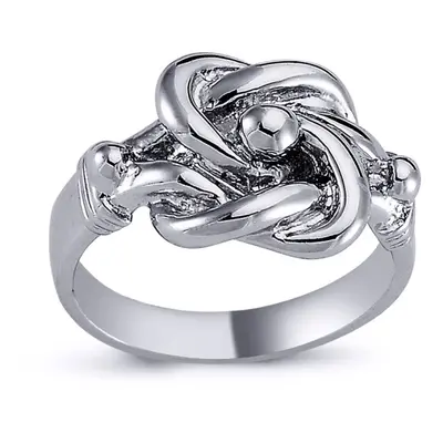 (T) Jewelco London Mens Rhodium Plated Sterling Silver Celtic Knot Love Ring 15mm