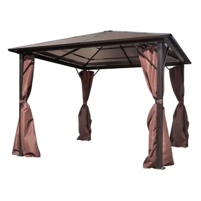 VidaXL Brown Aluminium Garden Gazebo With Curtains - 3m x 3m