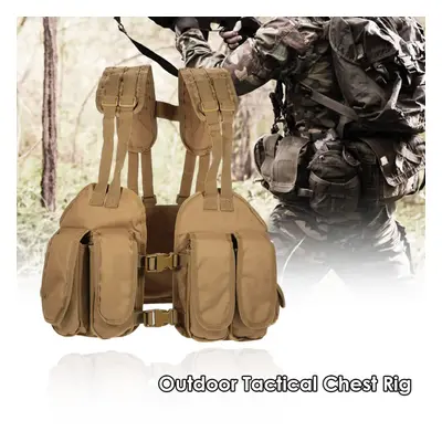 (earth) Outdoor Tactical Chest Rig Adjustable Padded Modular Military Vest Mag Pouch Magazine Ho