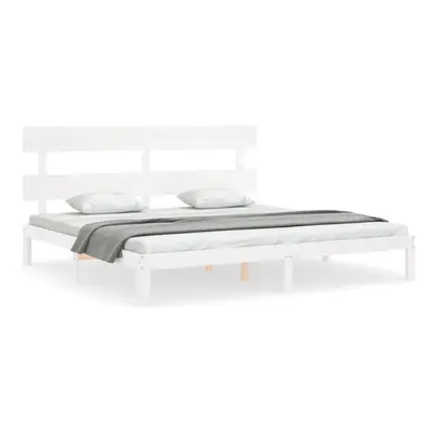 (white, x cm/with headboard) vidaXL Bed Frame Bedroom Platform Bed Mattress Foundation Bedstead 