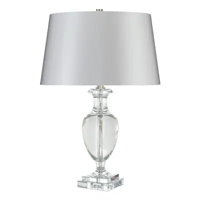 Crystal Glass Table Lamp Silver Shade Polished Nickel Finial Clear LED E27 60W