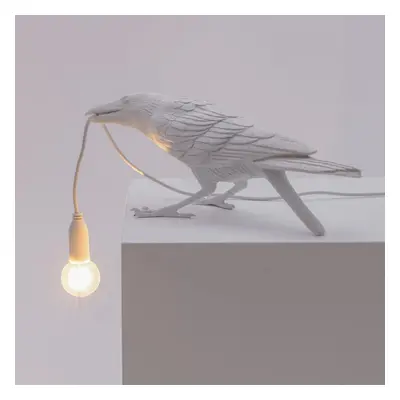 (Bird Looking White) Black/White Bird Table Lamps Resin Crow Desk Lamp Bedroom Wall Sconce Light