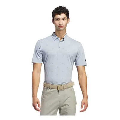 (L, Light Grey) adidas Golf Mens Go To Printed Recycled Breathable AeroReady Polo Shirt