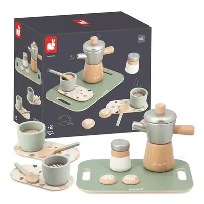 Italian-Style Set-13 Wood Accessories-Pretend Play Toy-Children's Coffee Set-FSC Wooden Toy-24 M