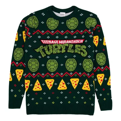 (S, Green) Teenage Mutant Ninja Turtles Unisex Adult Knitted Jumper