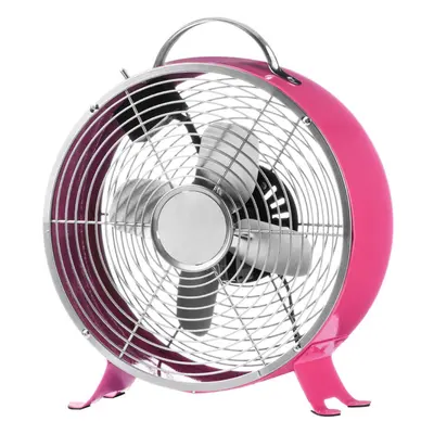 Portable Retro Desk Fan with Speeds, Hot Pink