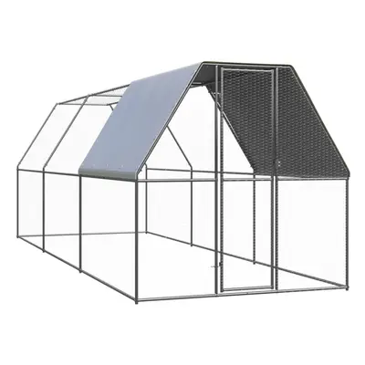 vidaXL Outdoor Chicken Cage Galvanised Steel Patio Chicken Hen House Coop Run