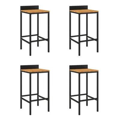 (black, x x cm/ pcs) vidaXL Bar Stools Pub Stool Bar Chair Grey Poly Rattan and Solid Wood Acaci