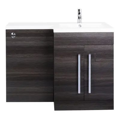 NRG Right Hand Bathroom Storage Cabinet Combination Vanity Unit Set Grey (No Toilet and Cistern)