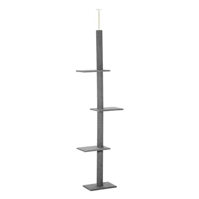 PawHut 260cm Floor To Ceiling Cat Tree Kitten Tower w/ Adjustable Height - Grey