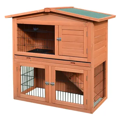 Pawhut Tier Wooden Rabbit Hutch Guinea Pig Small Animal Cage 100.5x55x101 cm