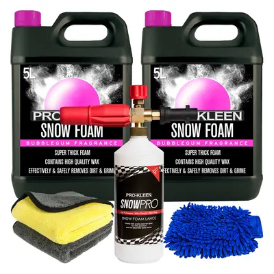 (1 x ProKleen Karcher Lance, Mitt & Cloths ) Pro-Kleen Bubblegum Snow Foam 10L Detailing Kits