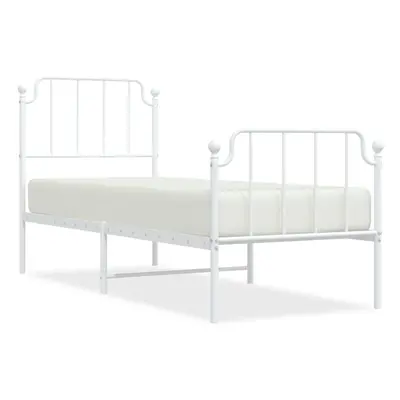 (white, x cm/with headboard & footboard) vidaXL Metal Bed Frame Home Bedroom Bed Base Mattress F