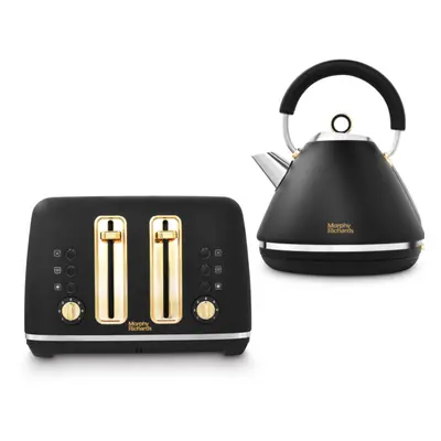 Morphy Richards Accents Black & Gold Pyramid Kettle & Slice Toaster