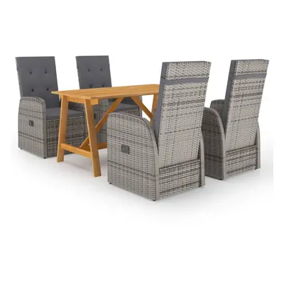 (grey, 4x chair + table) vidaXL Garden Dining Set Table and Chairs with Cushions Piece Grey Poly