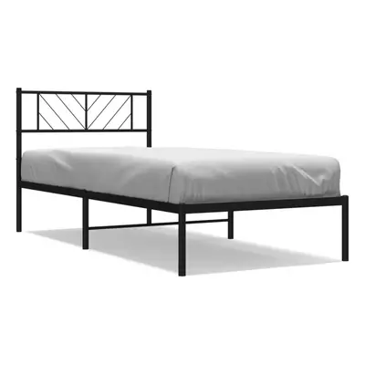 (black, x cm/with headboard) vidaXL Metal Bed Frame Bedroom Platform Bed Base Bedstead Mattress 