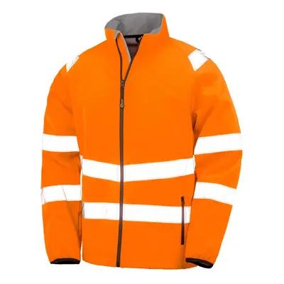 (S, Fluorescent Orange) Result Genuine Recycled Mens Softshell Printable Safety Jacket