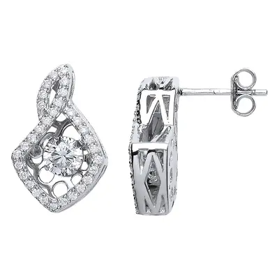 Jewelco London Ladies Sterling Silver Cubic Zirconia Solitaire Drop Earrings - GVE472