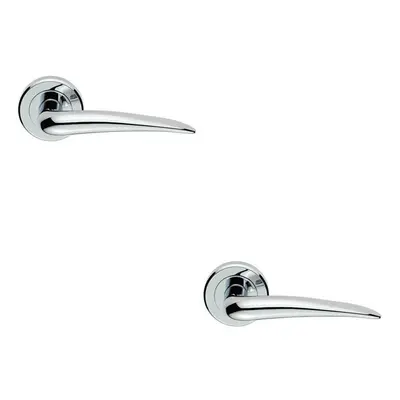 2x PAIR Straight Tapered Handle on Round Rose Concealed Fix Polished Chrome