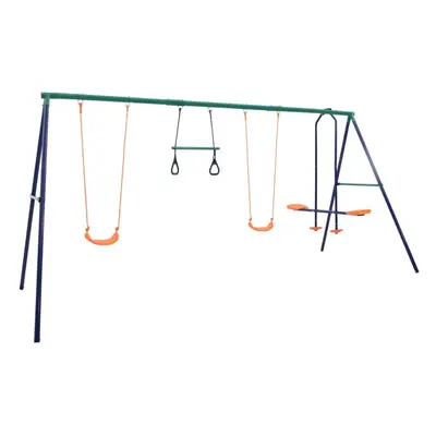 vidaXL Swing Set with Gymnastic Rings and Seats Steel Chair Sky Scooter