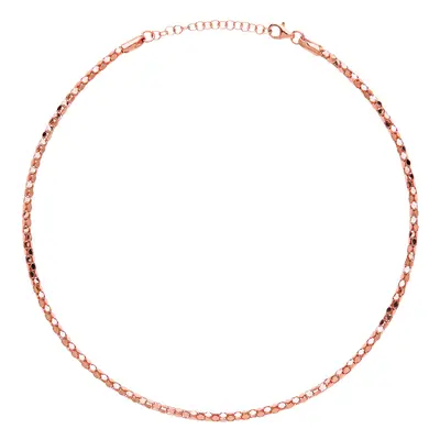 Jewelco London Ladies Rose Gold-Plated Sterling Silver Piana Bead Choker Collarette Necklace 3mm