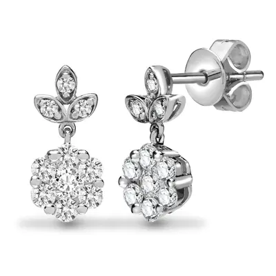 Jewelco London Solid 18ct White Gold Pave Set Round G SI1 0.65ct Diamond Fleur de Lis Cluster Dr