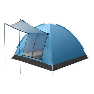 (Blue) Person Double Layer Camping Tent With Double Door Outdoor Waterproof Awning Tent 125x200x