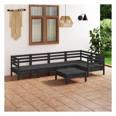 vidaXL Garden Lounge Set Outdoor Sofa Set Couch Piece Solid Pinewood Black