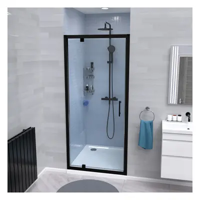 Nes Home 800mm Pivot Shower Door Enclosure Screen 6mm Tempered Glass Matte Black