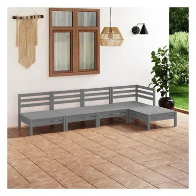 vidaXL Garden Lounge Set Wooden Outdoor Lounge Set Piece Solid Pinewood Grey