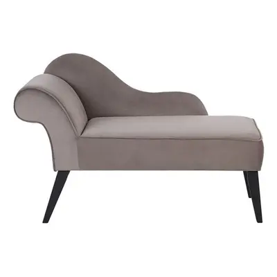 Left Hand Velvet Chaise Lounge Taupe BIARRITZ