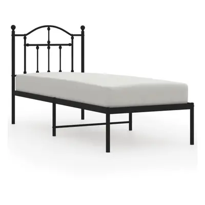 (black, x 190/with headboard) vidaXL Metal Bed Frame Bedroom Platform Bed Base Bedstead Mattress