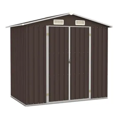 vidaXL Garden Shed Brown Galvanised Steel Outdoor Tool Storage House Cupboard