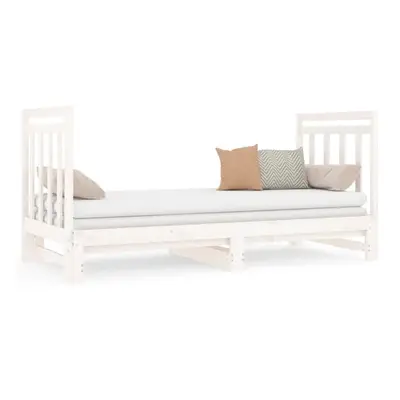 (White, 2x (90 x 190) cm) vidaXL Solid Wood Pine Pull-out Day Bed Guest Sofa Bed Furniture Multi