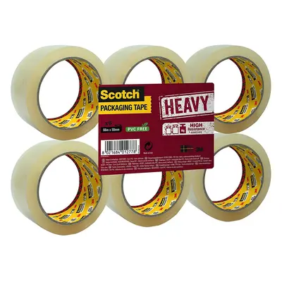 Scotch Heavy Duty Packaging Tape, 66m x 50mm, Clear, Rolls, Suitable for Rough Handling and Ship