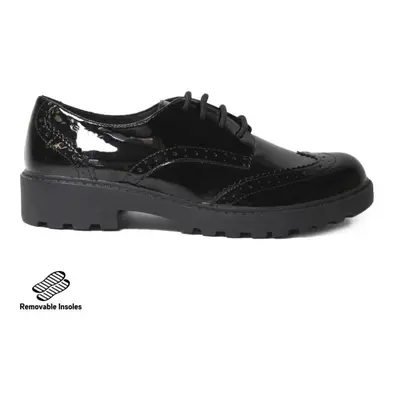 (3 (Adults')) Casey | Black Patent | Girls Brogue School Shoes