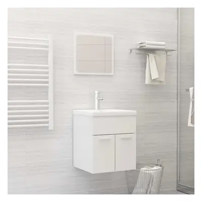 vidaXL Bathroom Furniture Set Piece High Gloss White Chipboard Cabinet Rack