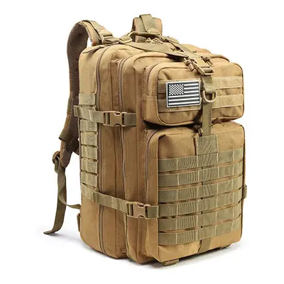 (Khaki) 45L Tactical Army Military 3D Molle Assault Rucksack Backpack Outdoor Hiking Camping Tra