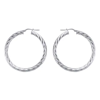 Jewelco London Ladies Sterling Silver Twisted Hoop Earrings 43mm - ER13