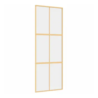 vidaXL Sliding Door Interior Barn Door Gold Clear ESG Glass and Aluminium