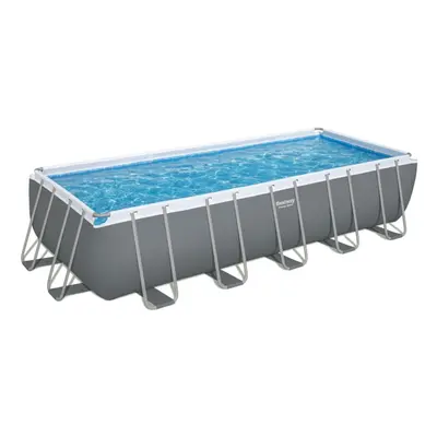 Bestway Power Steel Rectangular 21ft x 9ft x 52" Above Ground Swimming Pool, Sand Filter Pump & 