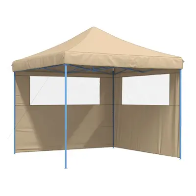 (beige, with sidewalls) vidaXL Foldable Tent Canopy Patio Pavilion Gazebo Pop up Tent Marquee Ca