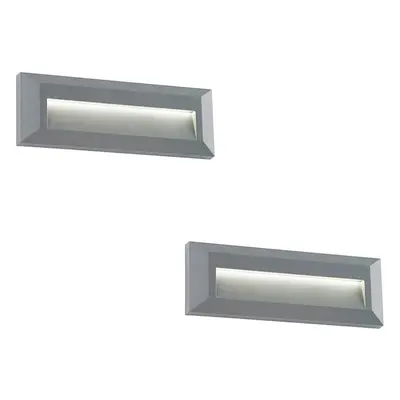 2 PACK Outdoor Pathway Guide Light - Indirect 2W Warm White LED - Gray ABS