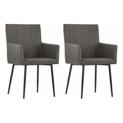 Dining Chairs with Armrests pcs Taupe Fabric